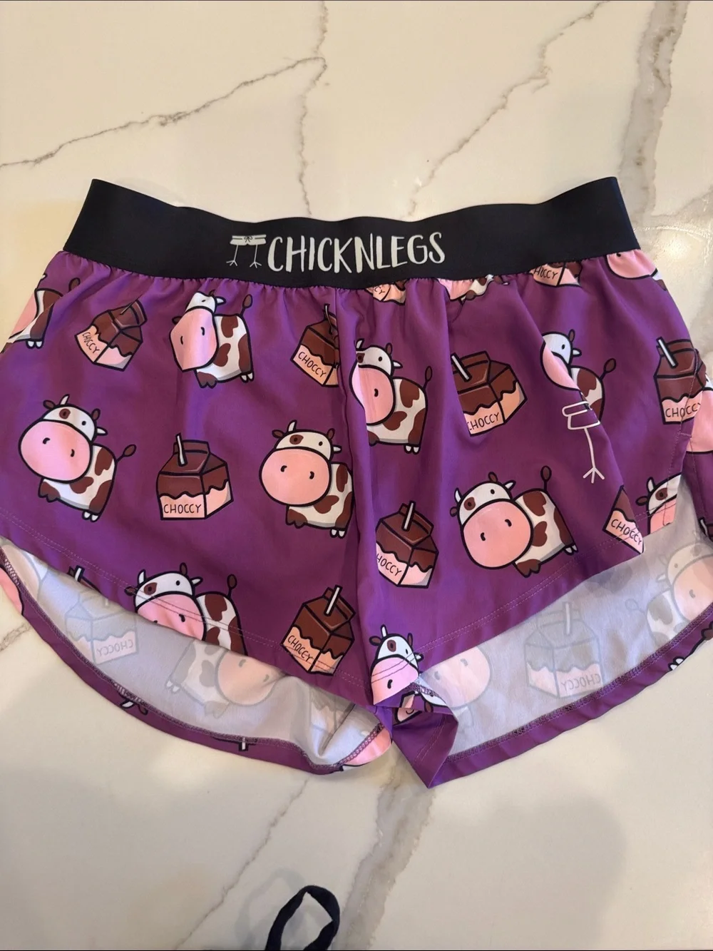 Women's Chickenlegs Purple Cow Print Athletic Shorts